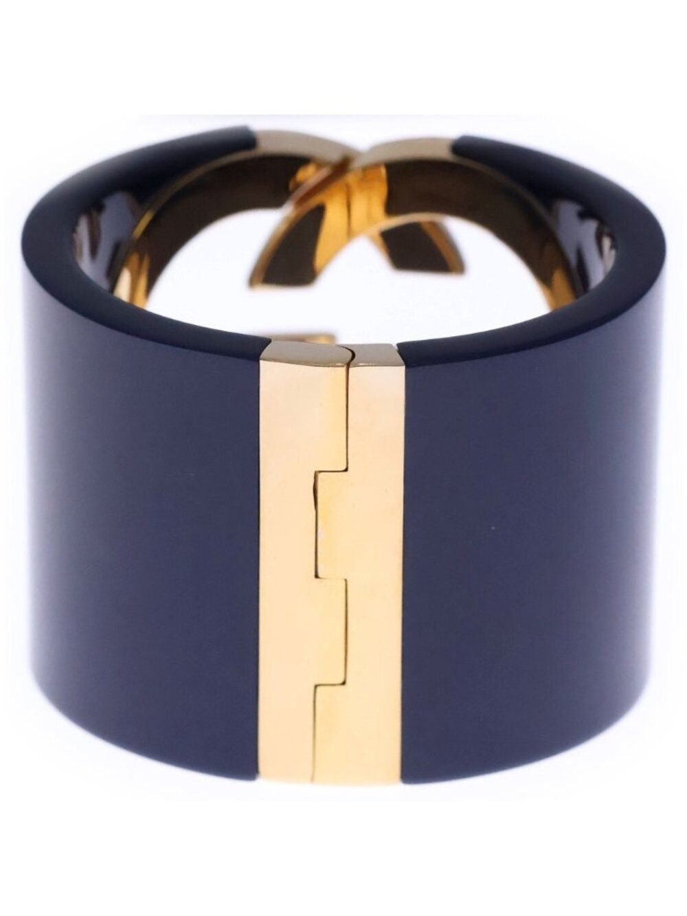 Gucci Interlocking Bangle Bracelet Blue Gold Plated - Picture 2 of 6